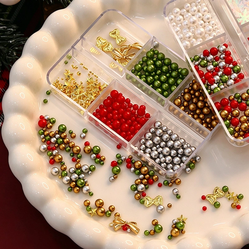 6-Grid Festive Nail Gems Set Christmas Nail Art Decoration